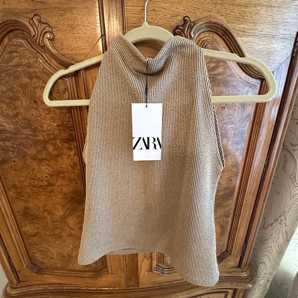 Zara Women's Cowl Neck Sweater in Tan